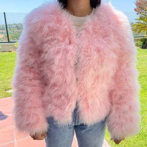 Pink Feather Fur Lined Jacket